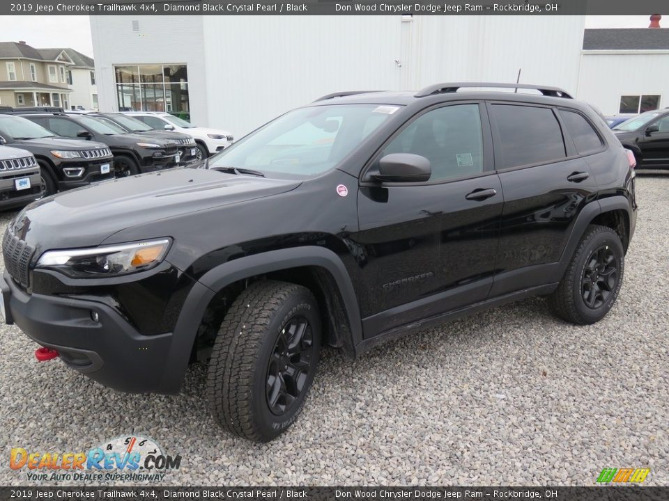 2019 Jeep Cherokee Trailhawk 4x4 Diamond Black Crystal Pearl / Black Photo #12