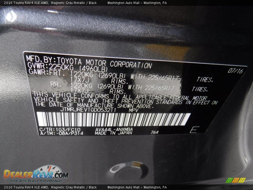 2016 Toyota RAV4 XLE AWD Magnetic Gray Metallic / Black Photo #29