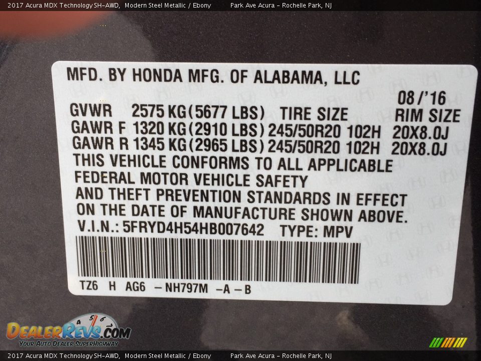 2017 Acura MDX Technology SH-AWD Modern Steel Metallic / Ebony Photo #33