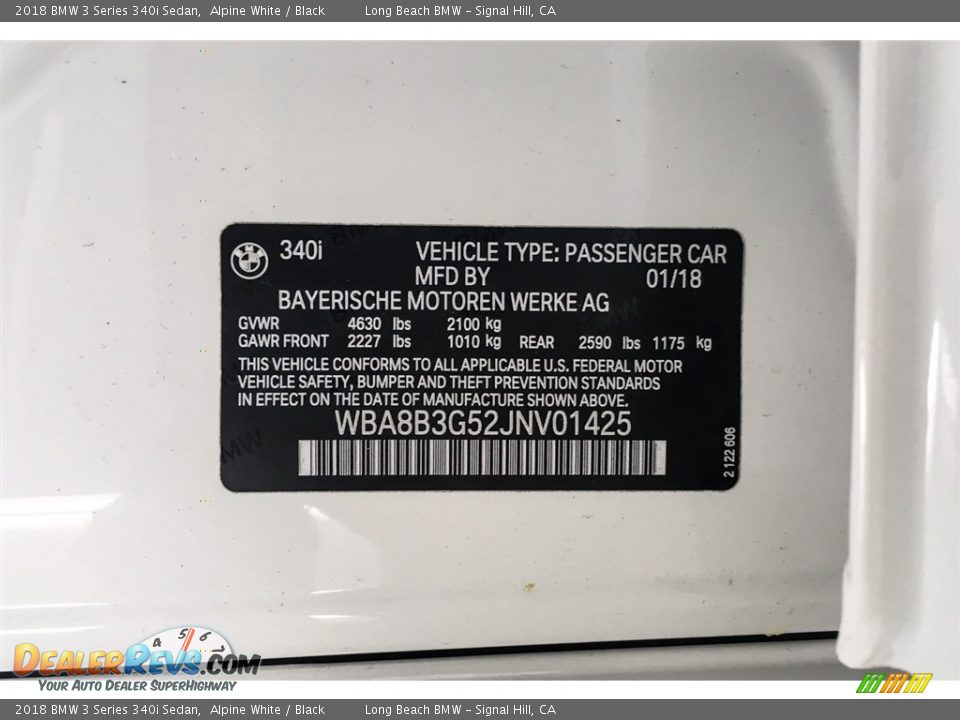 2018 BMW 3 Series 340i Sedan Alpine White / Black Photo #11