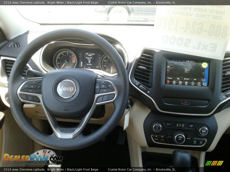 2019 Jeep Cherokee Latitude Bright White / Black/Light Frost Beige Photo #13