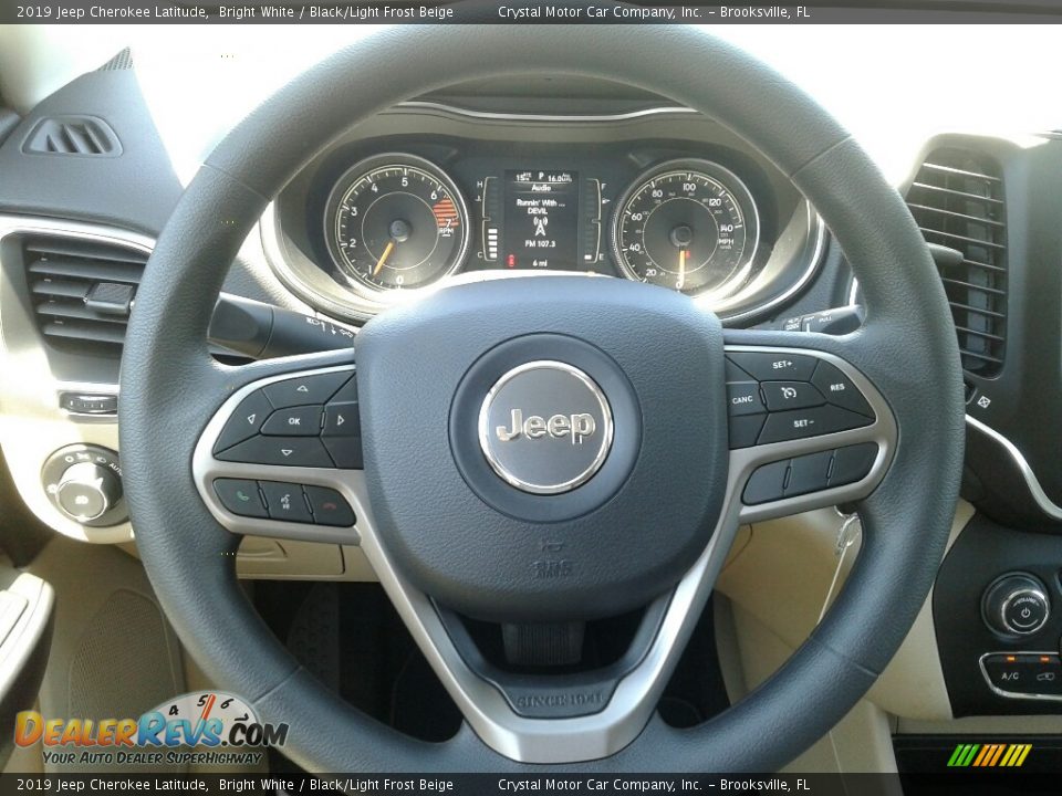 2019 Jeep Cherokee Latitude Bright White / Black/Light Frost Beige Photo #14