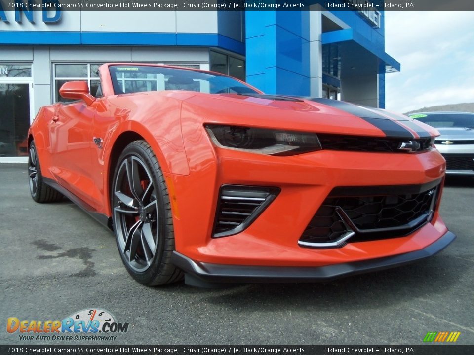 2018 Chevrolet Camaro SS Convertible Hot Wheels Package Crush (Orange) / Jet Black/Orange Accents Photo #22