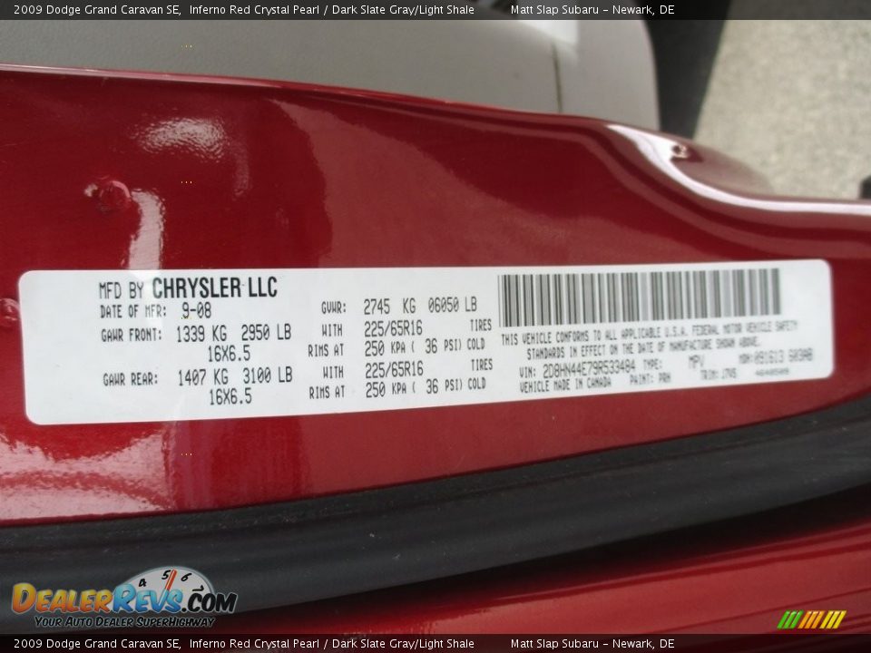 2009 Dodge Grand Caravan SE Inferno Red Crystal Pearl / Dark Slate Gray/Light Shale Photo #28