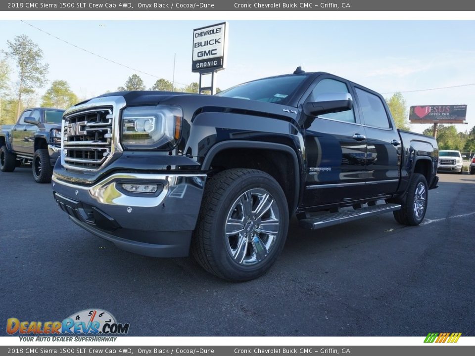 2018 GMC Sierra 1500 SLT Crew Cab 4WD Onyx Black / Cocoa/­Dune Photo #3