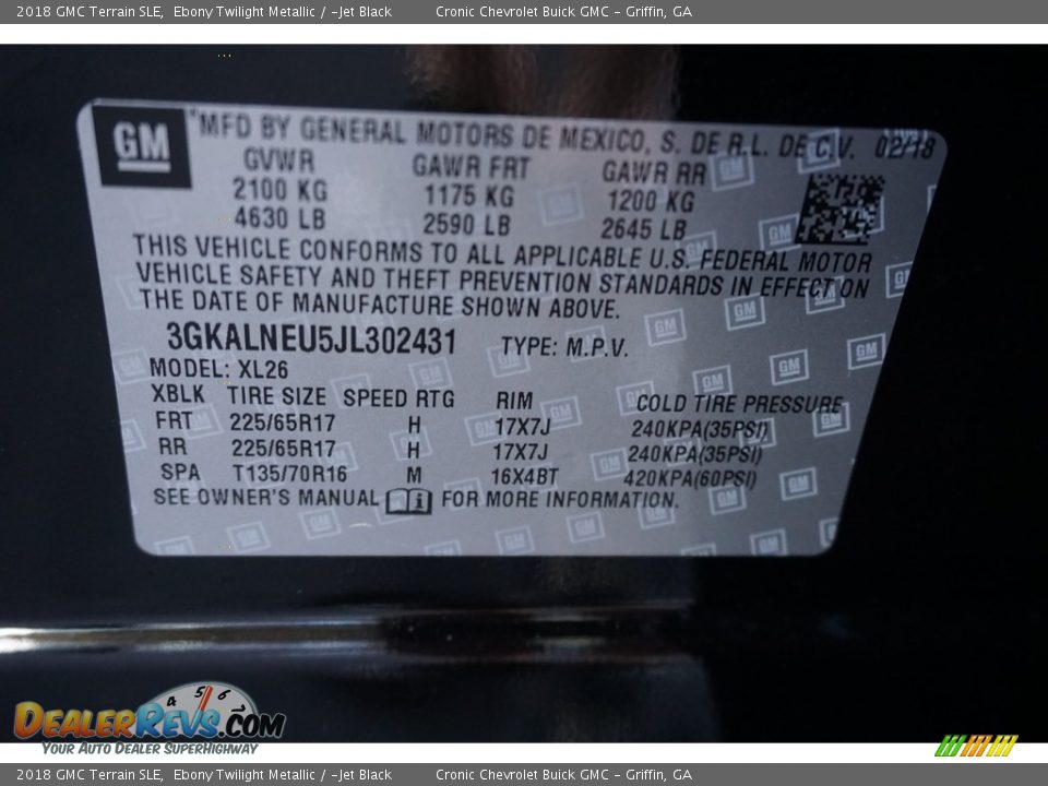 2018 GMC Terrain SLE Ebony Twilight Metallic / ­Jet Black Photo #15