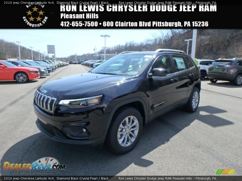 2019 Jeep Cherokee Latitude 4x4 Diamond Black Crystal Pearl / Black Photo #1