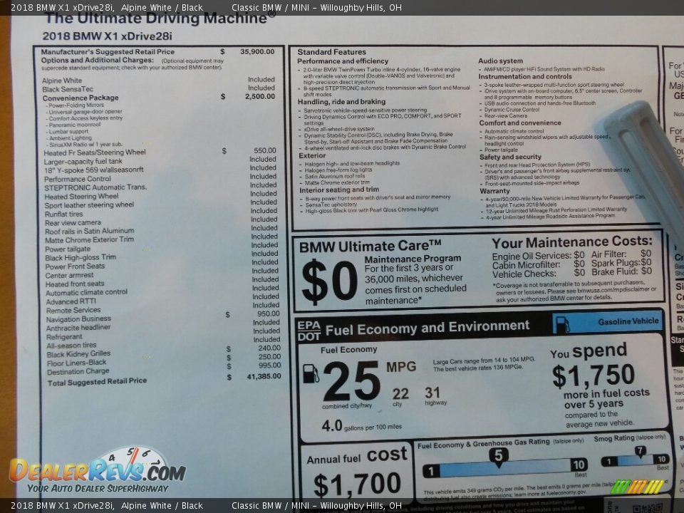 2018 BMW X1 xDrive28i Alpine White / Black Photo #8