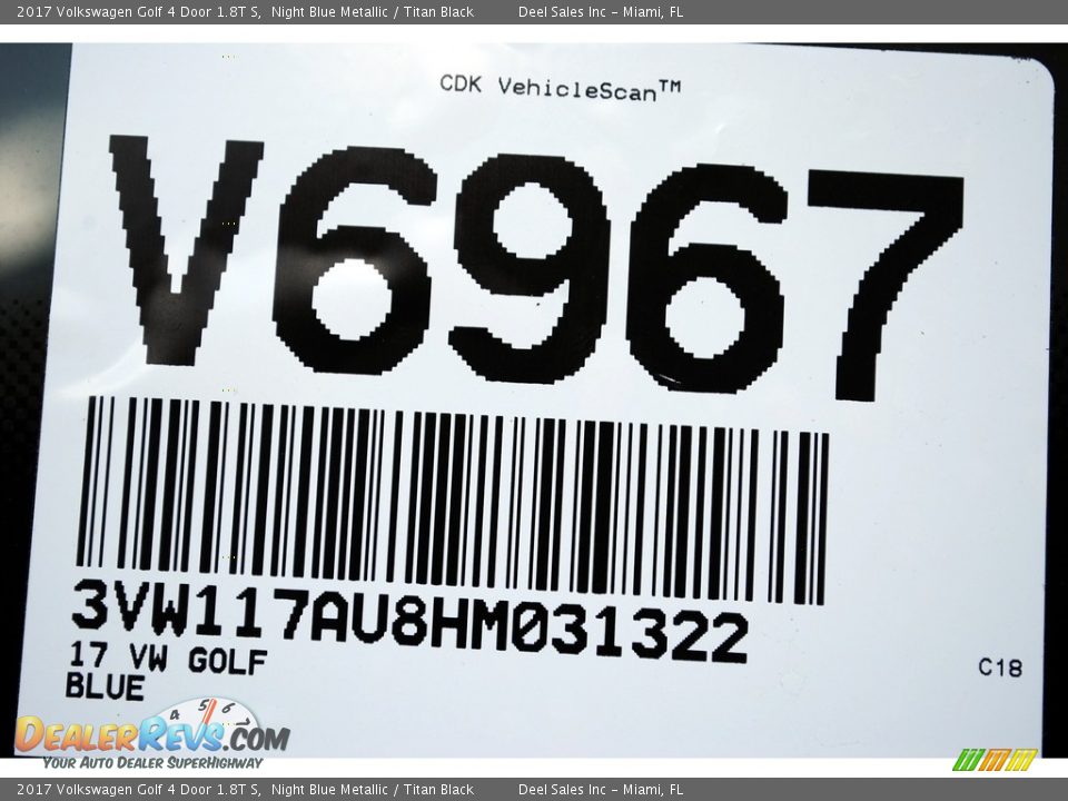 2017 Volkswagen Golf 4 Door 1.8T S Night Blue Metallic / Titan Black Photo #20