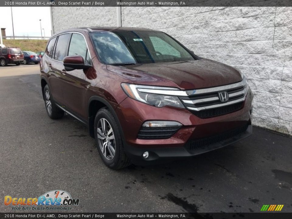 2018 Honda Pilot EX-L AWD Deep Scarlet Pearl / Beige Photo #1