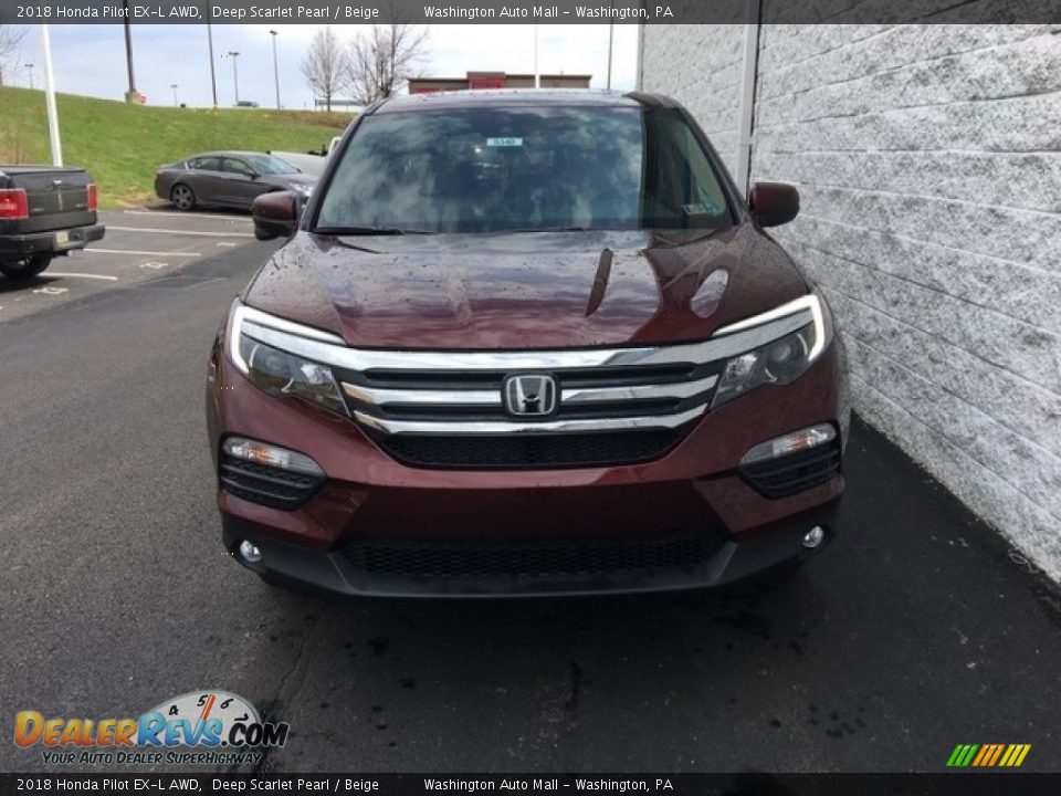 2018 Honda Pilot EX-L AWD Deep Scarlet Pearl / Beige Photo #2