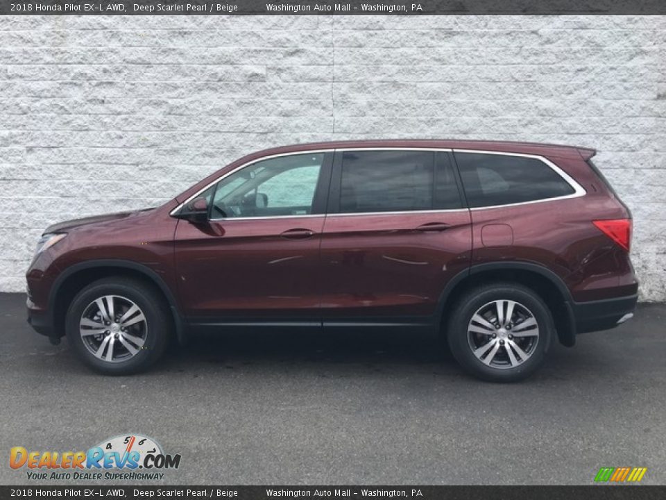 2018 Honda Pilot EX-L AWD Deep Scarlet Pearl / Beige Photo #7