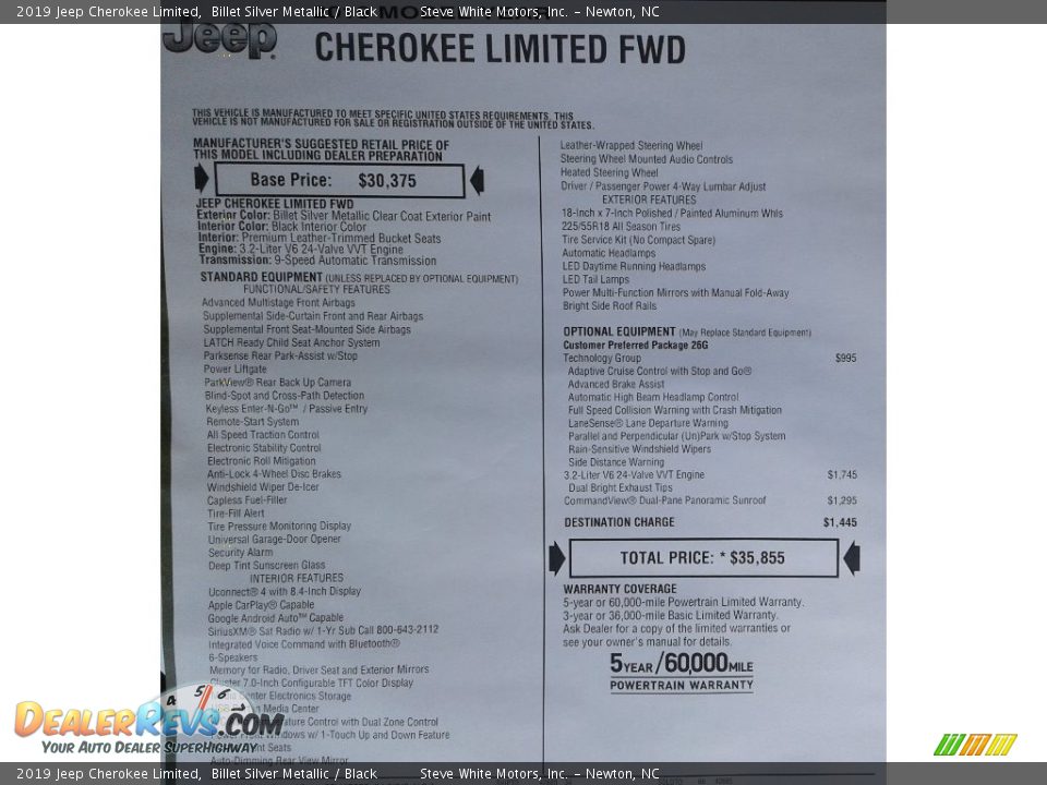 2019 Jeep Cherokee Limited Window Sticker Photo #34