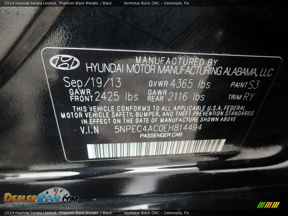 2014 Hyundai Sonata Limited Phantom Black Metallic / Black Photo #22