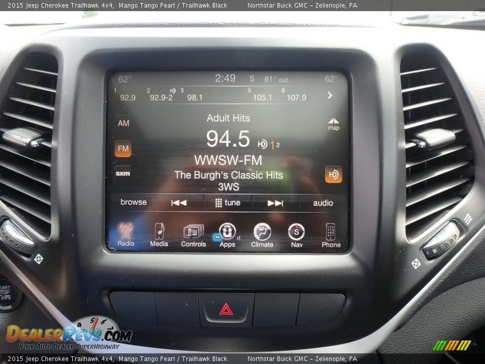 2015 Jeep Cherokee Trailhawk 4x4 Mango Tango Pearl / Trailhawk Black Photo #25