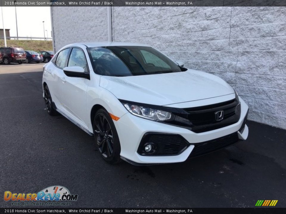 2018 Honda Civic Sport Hatchback White Orchid Pearl / Black Photo #1