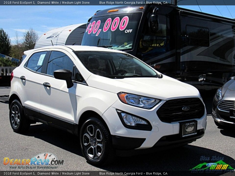 2018 Ford EcoSport S Diamond White / Medium Light Stone Photo #7
