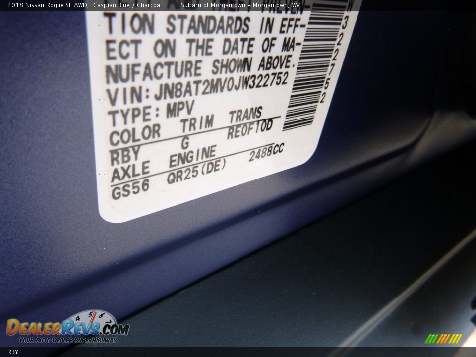 Nissan Color Code RBY Caspian Blue