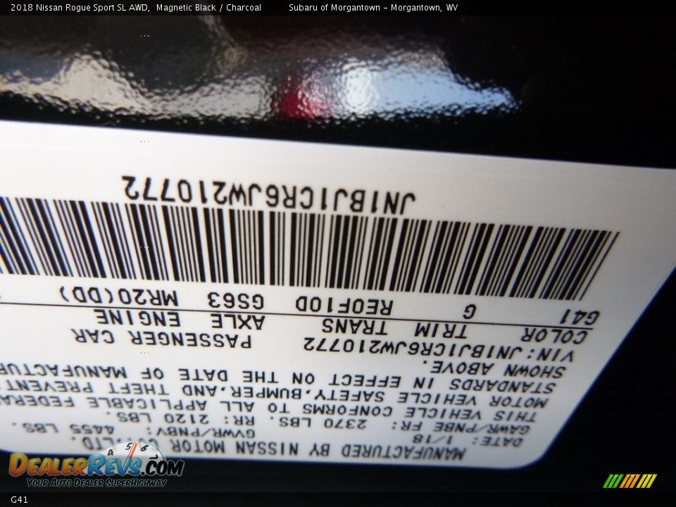 Nissan Color Code G41 Magnetic Black