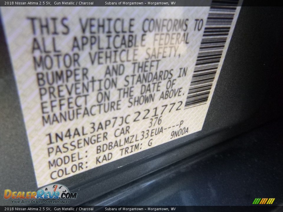 2018 Nissan Altima 2.5 SV Gun Metallic / Charcoal Photo #16