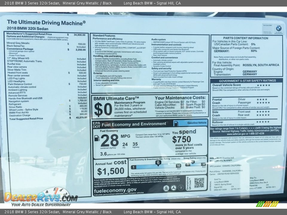 2018 BMW 3 Series 320i Sedan Mineral Grey Metallic / Black Photo #10