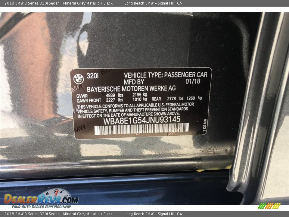 2018 BMW 3 Series 320i Sedan Mineral Grey Metallic / Black Photo #11