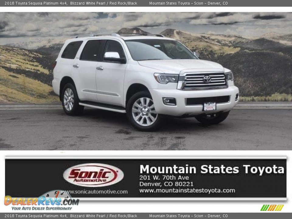 2018 Toyota Sequoia Platinum 4x4 Blizzard White Pearl / Red Rock/Black Photo #1