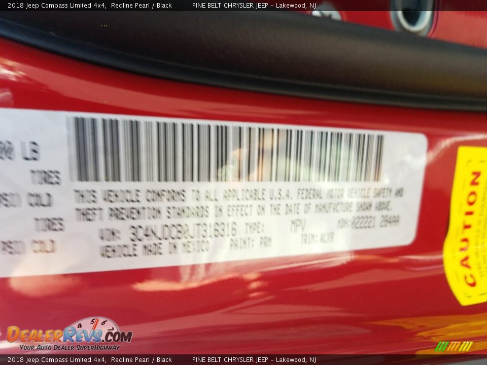 2018 Jeep Compass Limited 4x4 Redline Pearl / Black Photo #9