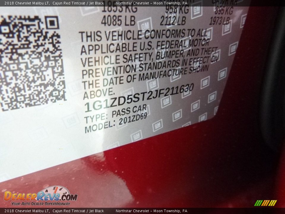 2018 Chevrolet Malibu LT Cajun Red Tintcoat / Jet Black Photo #17