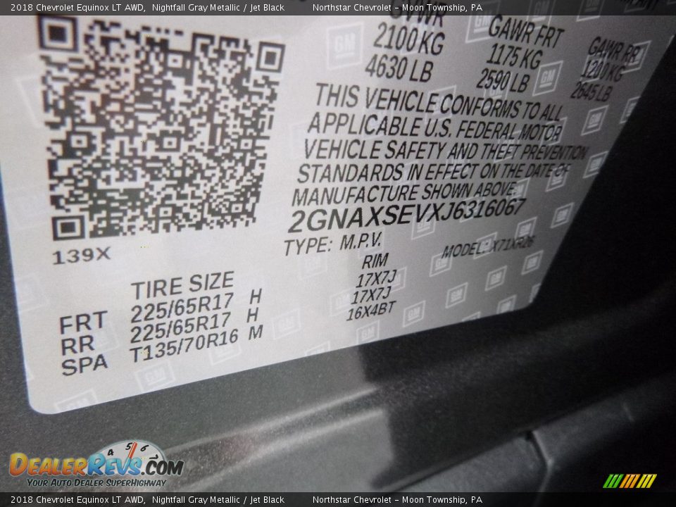 2018 Chevrolet Equinox LT AWD Nightfall Gray Metallic / Jet Black Photo #16