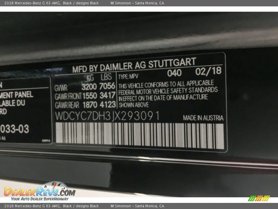 2018 Mercedes-Benz G 63 AMG Black / designo Black Photo #23