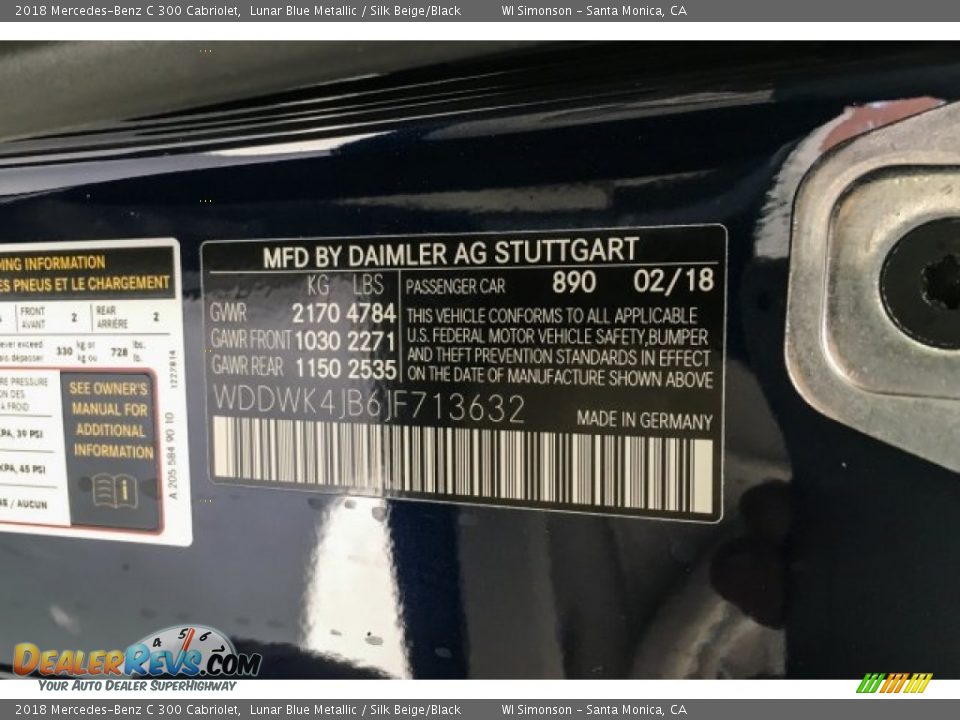 2018 Mercedes-Benz C 300 Cabriolet Lunar Blue Metallic / Silk Beige/Black Photo #11