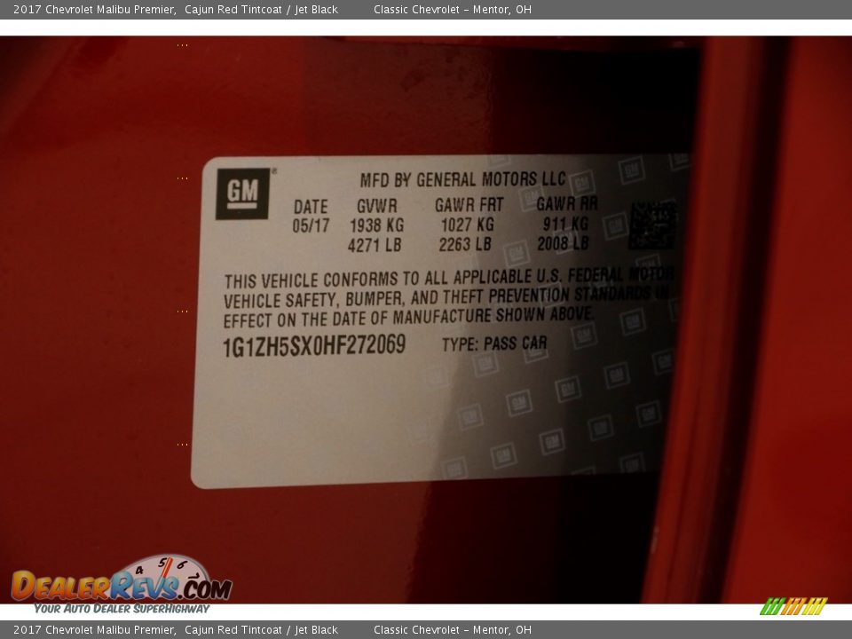 2017 Chevrolet Malibu Premier Cajun Red Tintcoat / Jet Black Photo #19