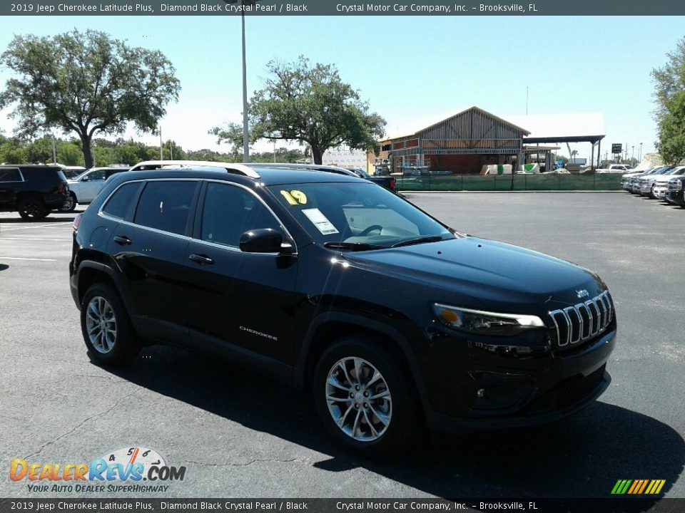 2019 Jeep Cherokee Latitude Plus Diamond Black Crystal Pearl / Black Photo #7