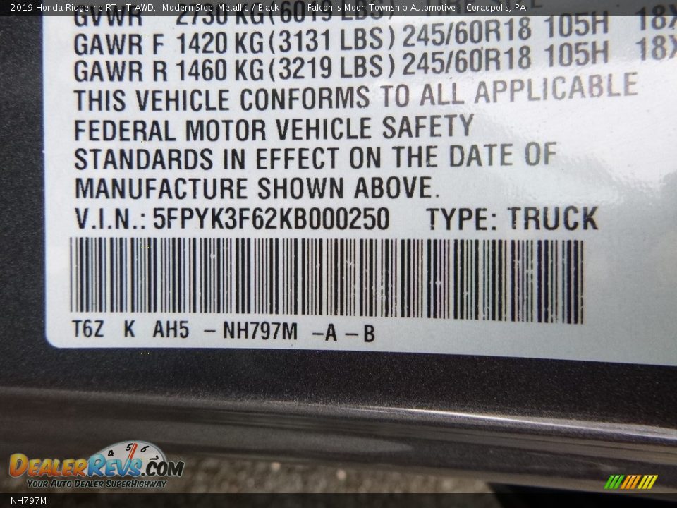 Honda Color Code NH797M Modern Steel Metallic