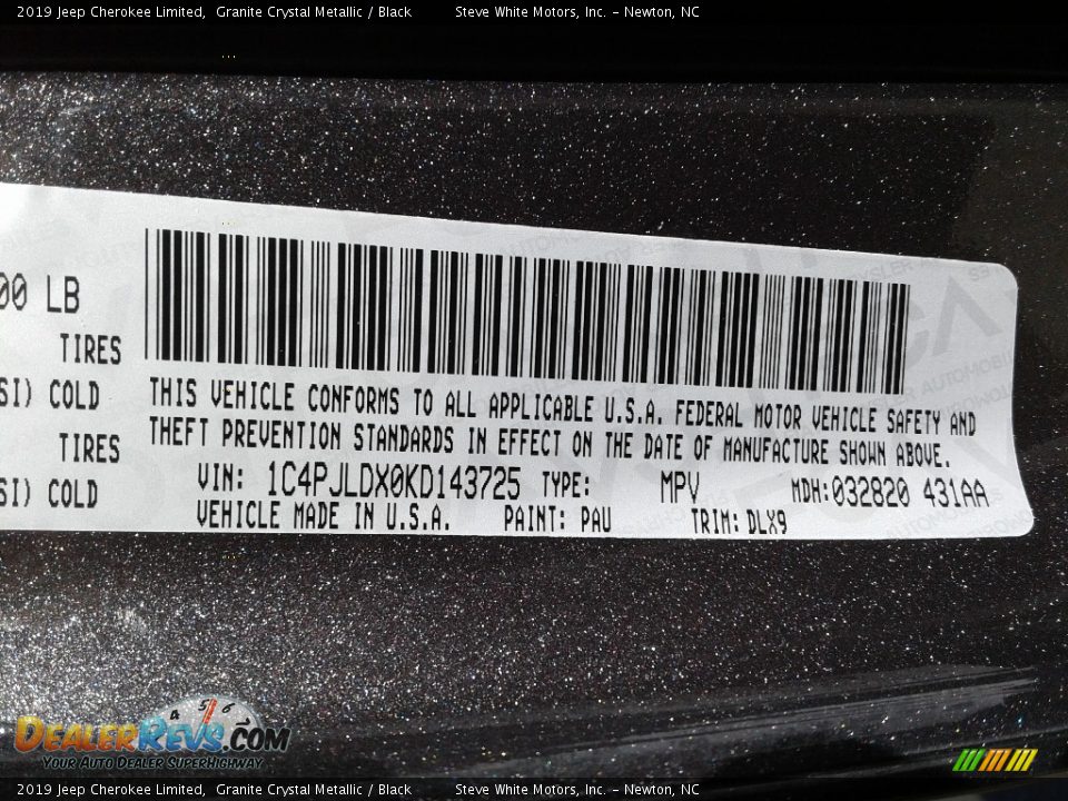 2019 Jeep Cherokee Limited Granite Crystal Metallic / Black Photo #34