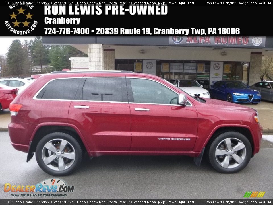 2014 Jeep Grand Cherokee Overland 4x4 Deep Cherry Red Crystal Pearl / Overland Nepal Jeep Brown Light Frost Photo #1