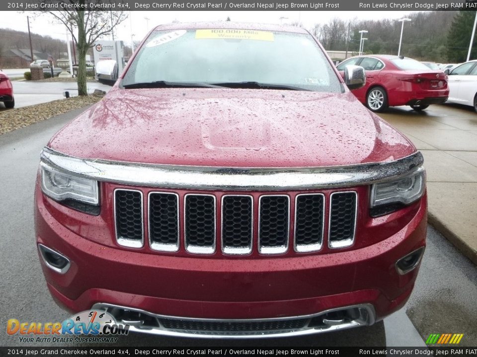 2014 Jeep Grand Cherokee Overland 4x4 Deep Cherry Red Crystal Pearl / Overland Nepal Jeep Brown Light Frost Photo #4