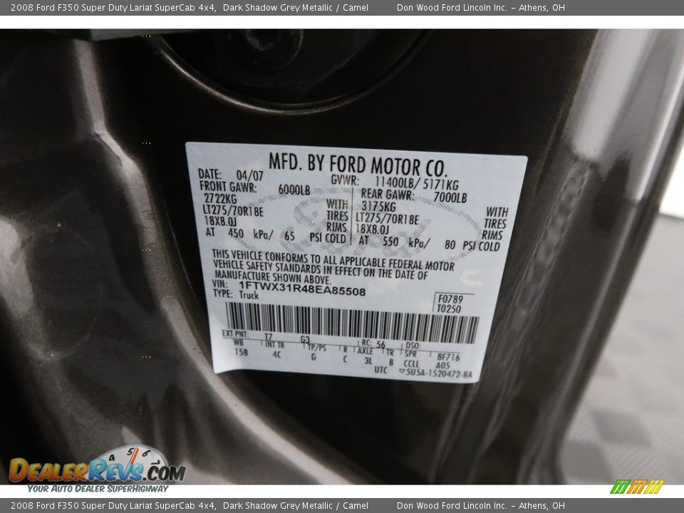 2008 Ford F350 Super Duty Lariat SuperCab 4x4 Dark Shadow Grey Metallic / Camel Photo #31