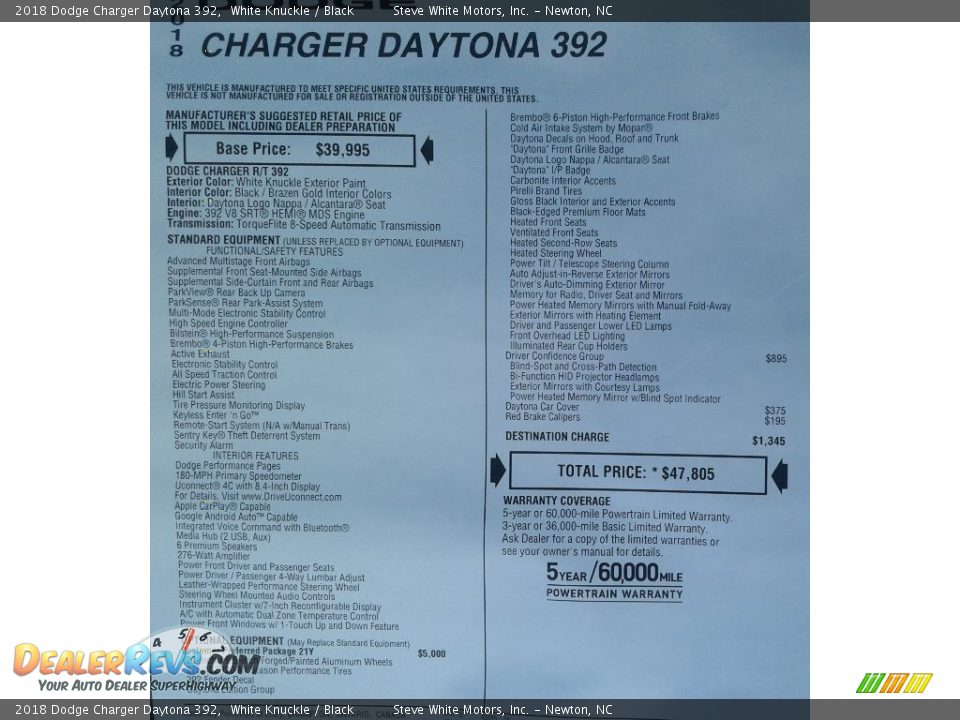 2018 Dodge Charger Daytona 392 White Knuckle / Black Photo #35
