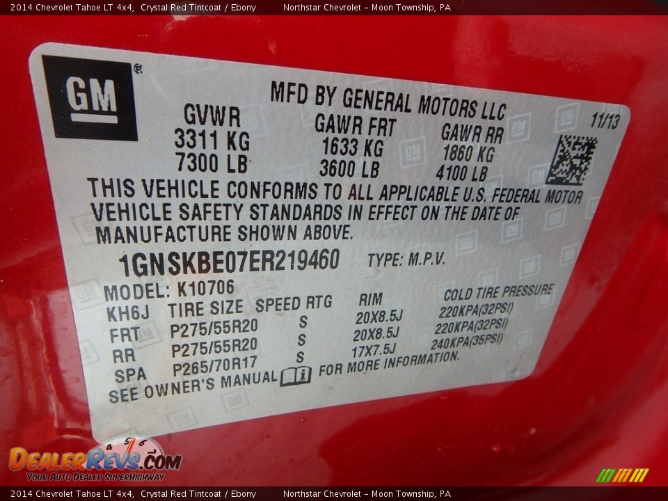 2014 Chevrolet Tahoe LT 4x4 Crystal Red Tintcoat / Ebony Photo #29