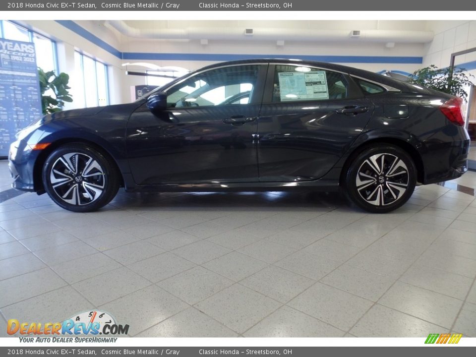 2018 Honda Civic EX-T Sedan Cosmic Blue Metallic / Gray Photo #3
