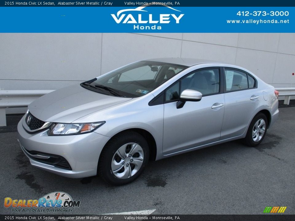 2015 Honda Civic LX Sedan Alabaster Silver Metallic / Gray Photo #1