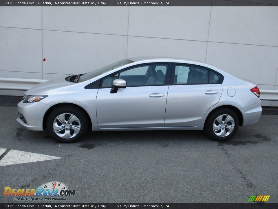 2015 Honda Civic LX Sedan Alabaster Silver Metallic / Gray Photo #2
