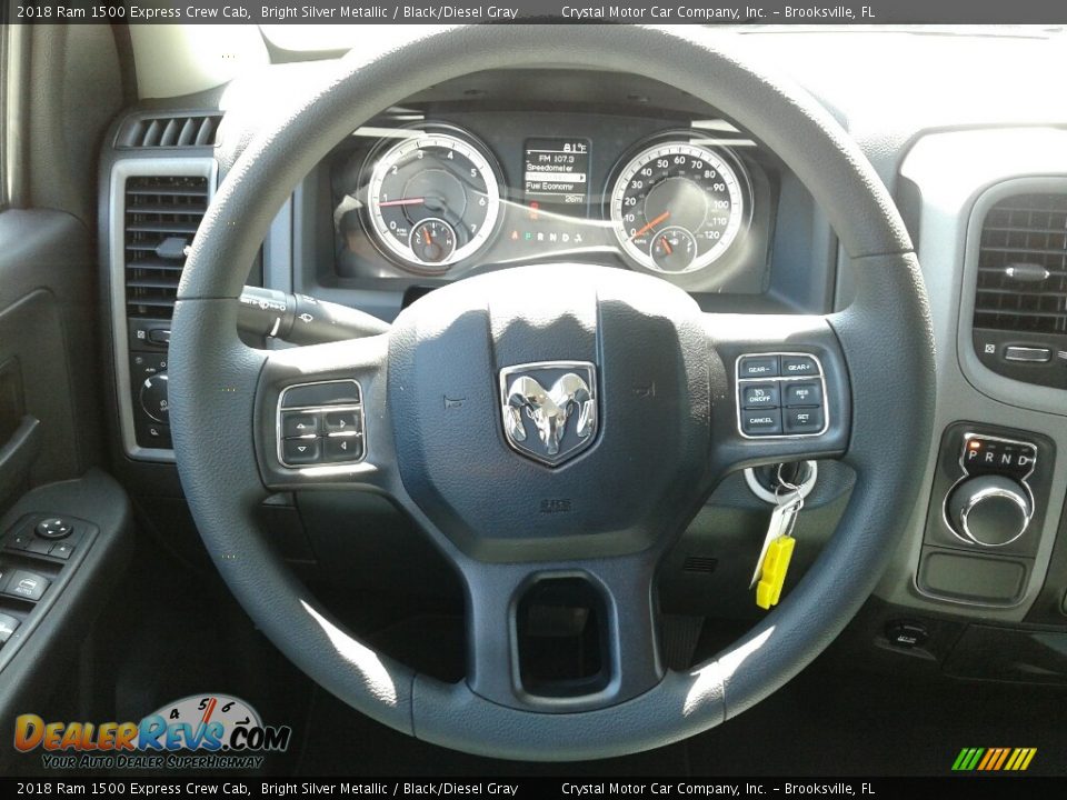 2018 Ram 1500 Express Crew Cab Bright Silver Metallic / Black/Diesel Gray Photo #14