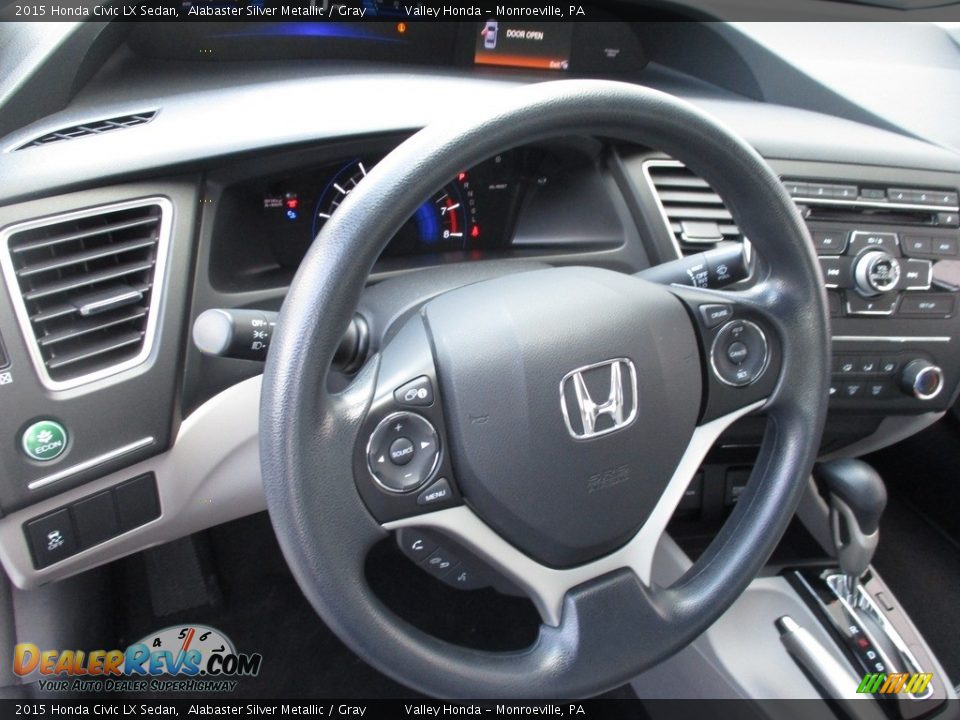 2015 Honda Civic LX Sedan Alabaster Silver Metallic / Gray Photo #12