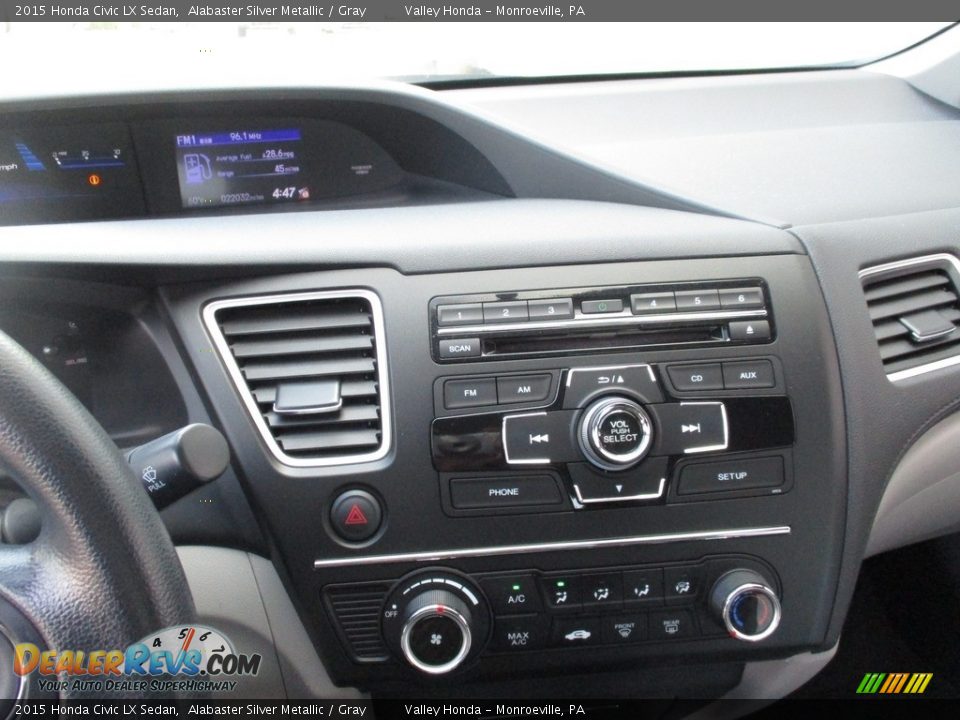 2015 Honda Civic LX Sedan Alabaster Silver Metallic / Gray Photo #14