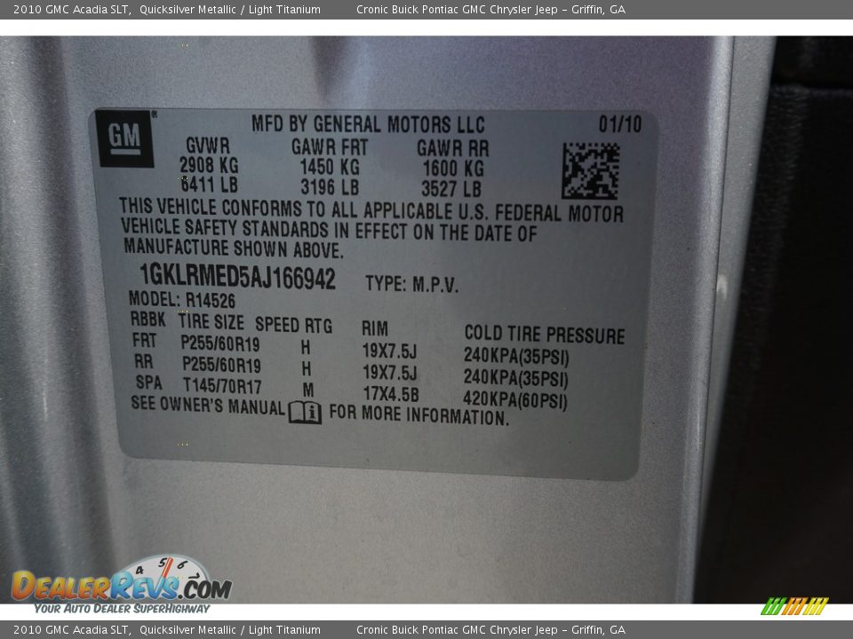 2010 GMC Acadia SLT Quicksilver Metallic / Light Titanium Photo #23