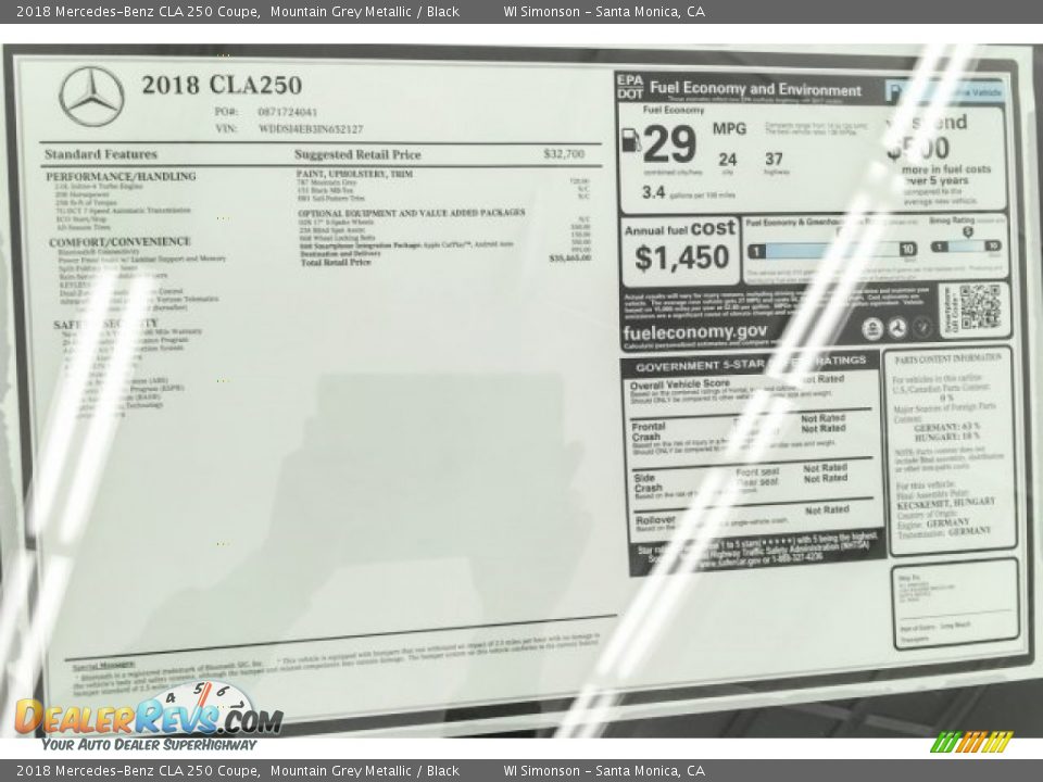2018 Mercedes-Benz CLA 250 Coupe Mountain Grey Metallic / Black Photo #10