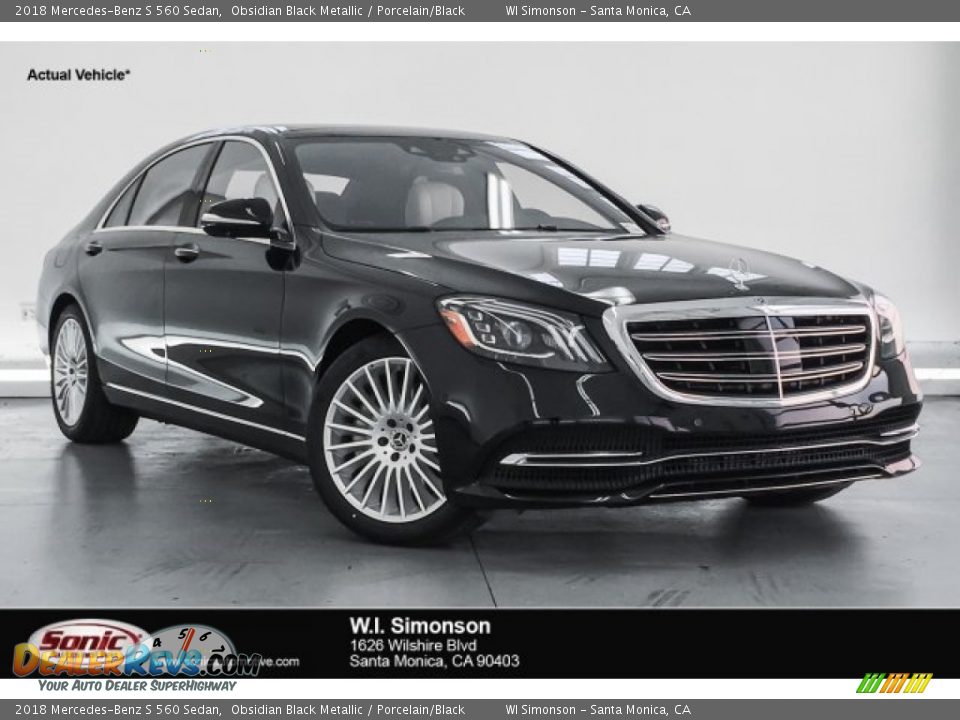 2018 Mercedes-Benz S 560 Sedan Obsidian Black Metallic / Porcelain/Black Photo #1